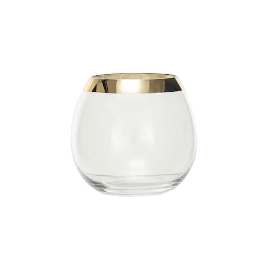 Hello Honey® 10oz. Clear Stemless Drinking Glass with Gold Electroplated Rim